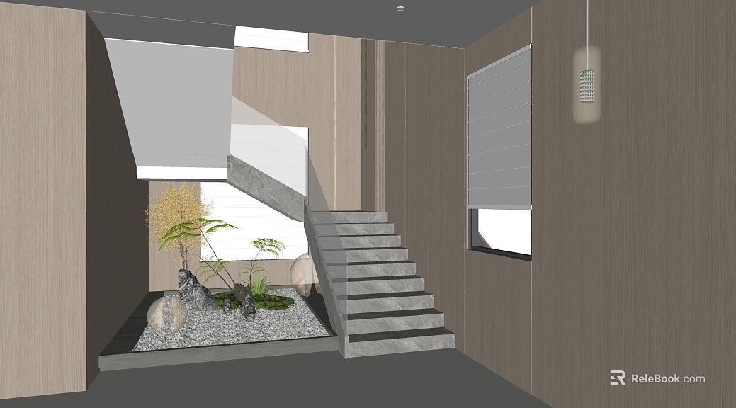 Modern light brown wood siding stairwell background texture