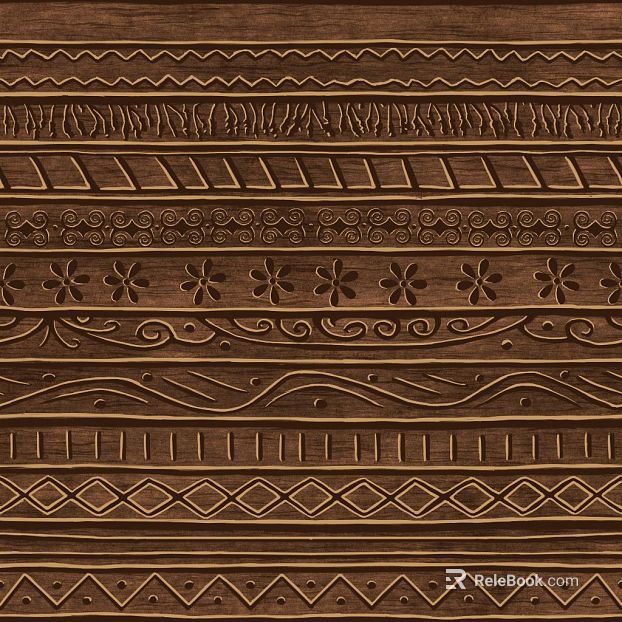 Dark Brown Ethnic Style Carved Wooden Wall Panel texture