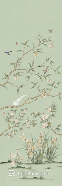 Floral and animal motifs texture