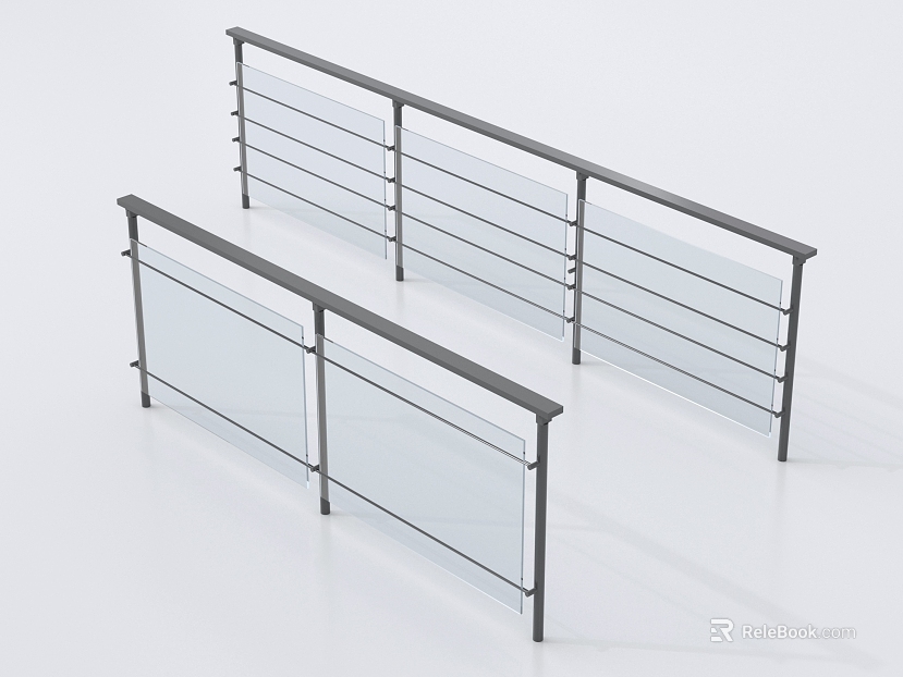 Gray Metal Frosted Glass Guardrail Interior texture