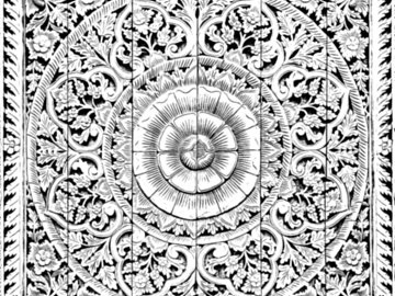 European-style black and white flower wooden carved background wall texture (ID:ffaeh157046)