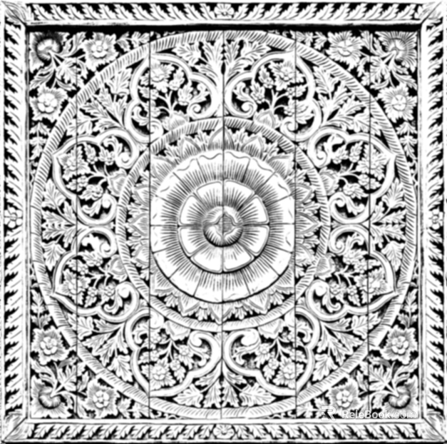 European-style black and white flower wooden carved background wall texture