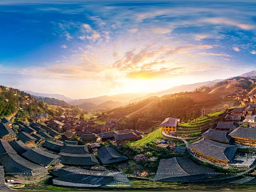 Terrace Village Dusk Sunset HDR texture (ID:ffach027806)