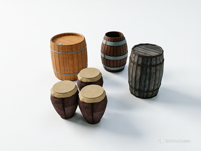Retro style solid wood wine jar decorative ornaments texture