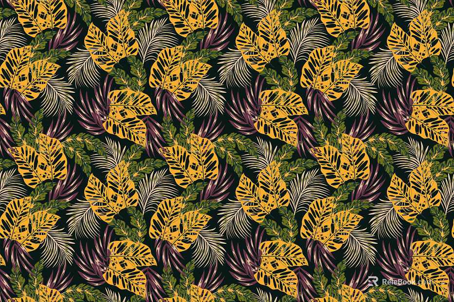 Even grain European palm plantain plant branches and leaves background texture