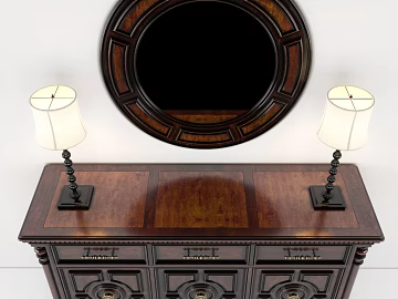 American Dark Brown Solid Wood Entrance Cabinet Combination texture (ID:ffaeh328284)