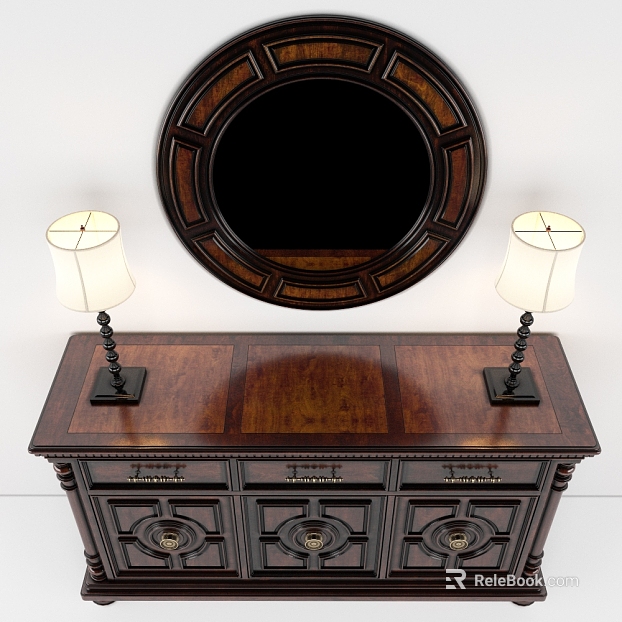 American Dark Brown Solid Wood Entrance Cabinet Combination texture