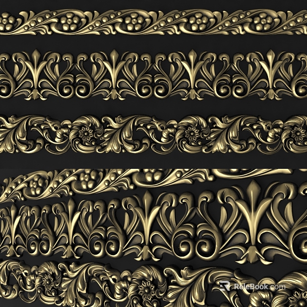 Golden European-style Metal Carved Decorative Mold texture