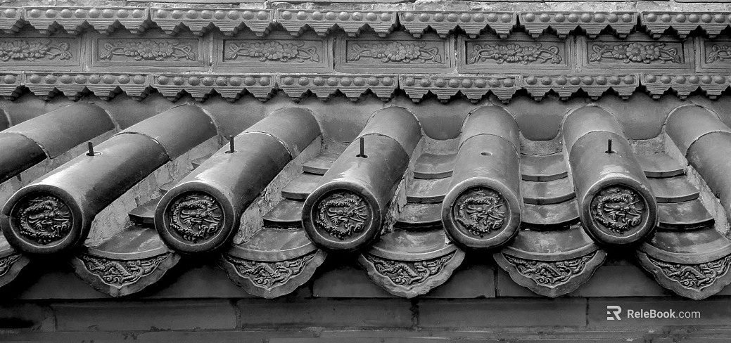 Green gray Chinese green tile ancient roof texture