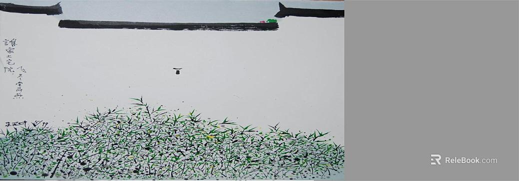Chinese ink bamboo architectural decorative painting texture