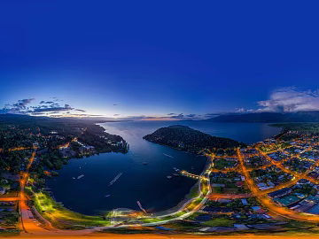 HDR beautiful forest town village night view texture (ID:ffach098146)