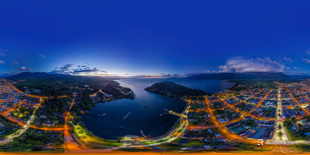 HDR beautiful forest town village night view texture