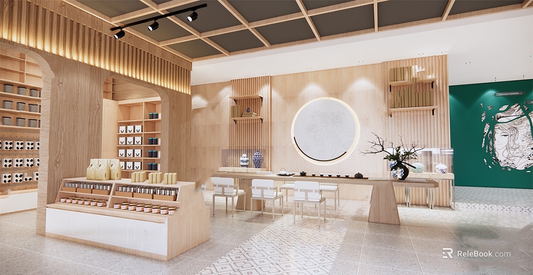 New Chinese-style Log Color Commercial Store texture