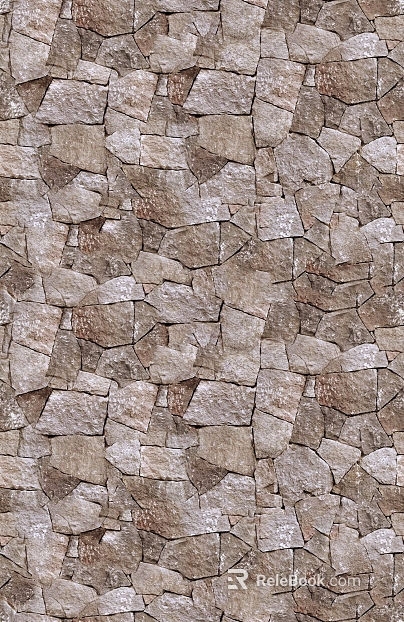 Light gray brown rubble wall brick texture
