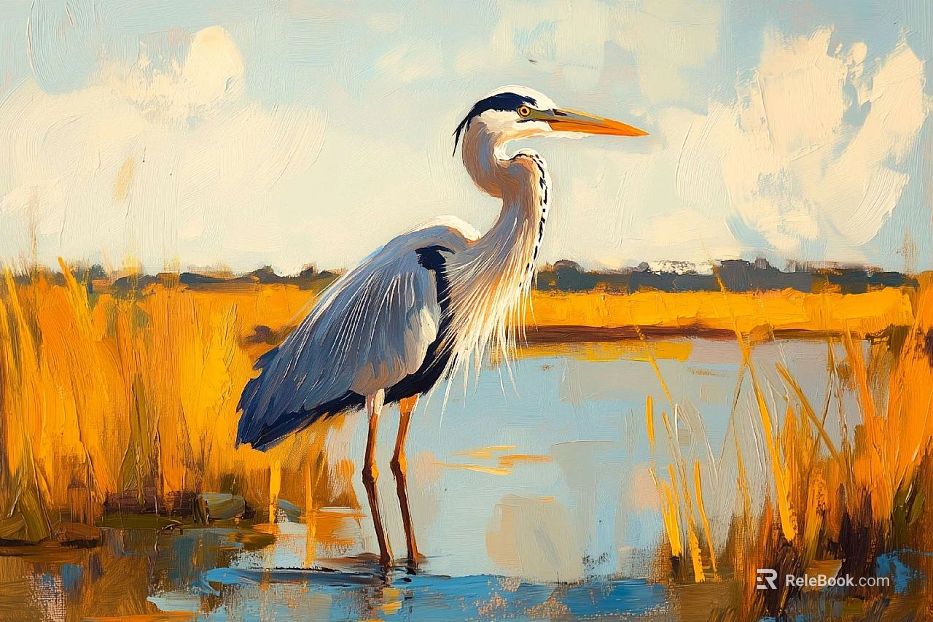Animal Painting White Crane texture