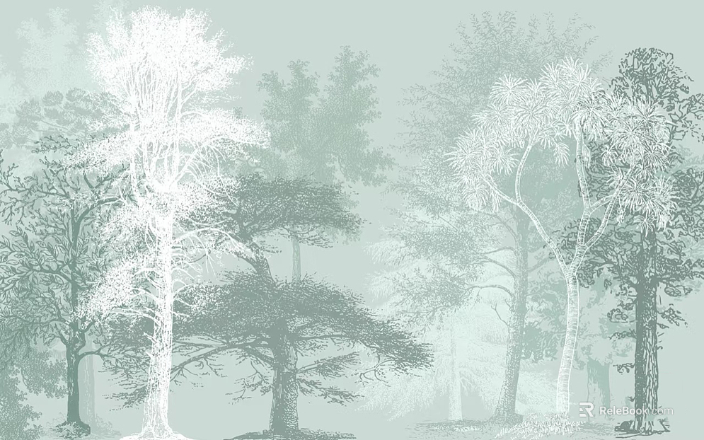 Green Forest Plant Mural texture