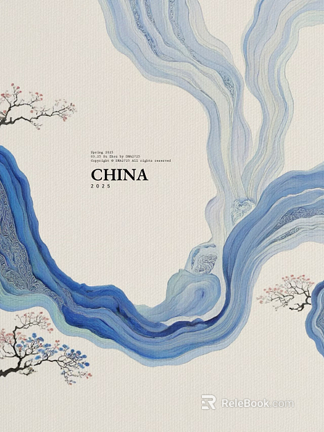 Chinese-style blue abstract auspicious clouds decorative painting texture