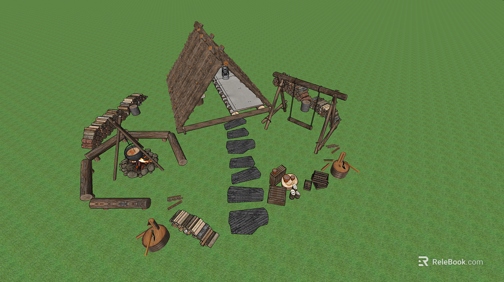 Retro Style Solid Wood Outdoor Camp Kit texture
