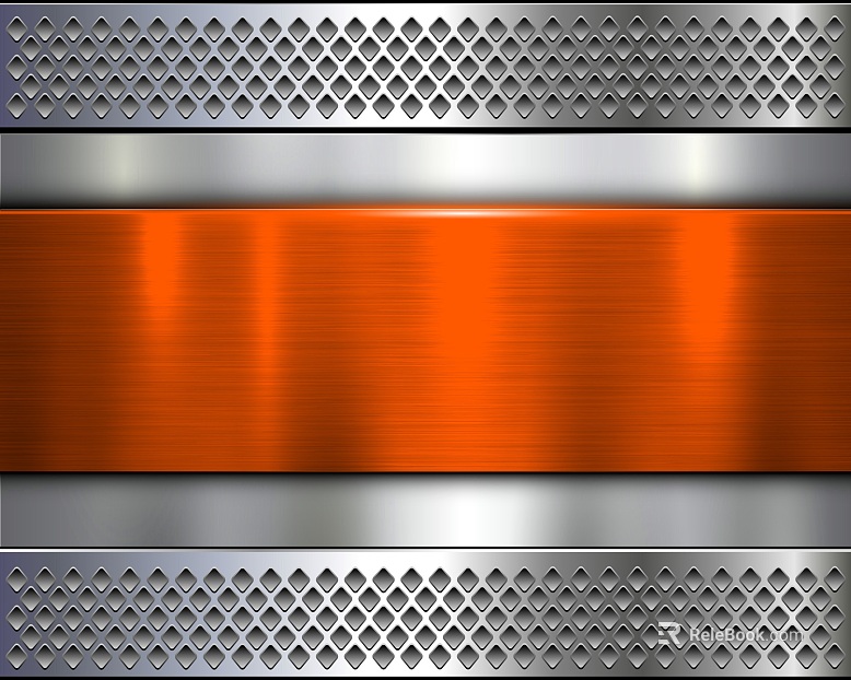 Orange silver brushed perforated metal plate decorative panel texture