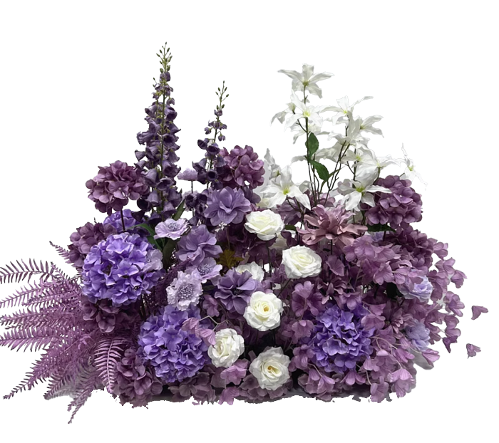 Purple and white floral wedding decoration bouquet texture