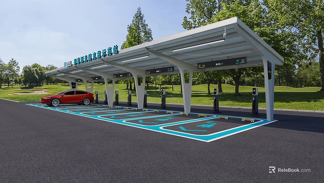 New energy vehicle charging station texture