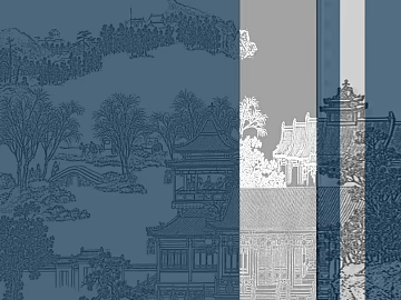 New Chinese style blue gray building landscape wallpaper texture (ID:ffaeh163176)