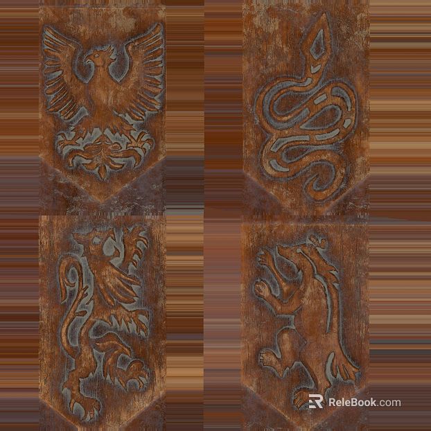 Retro-style brown wooden carved decorative elements texture