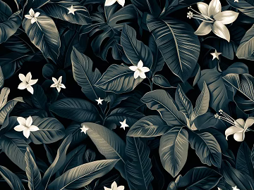 European Literary Plants Tropical Rainforest Wallpaper 3d model