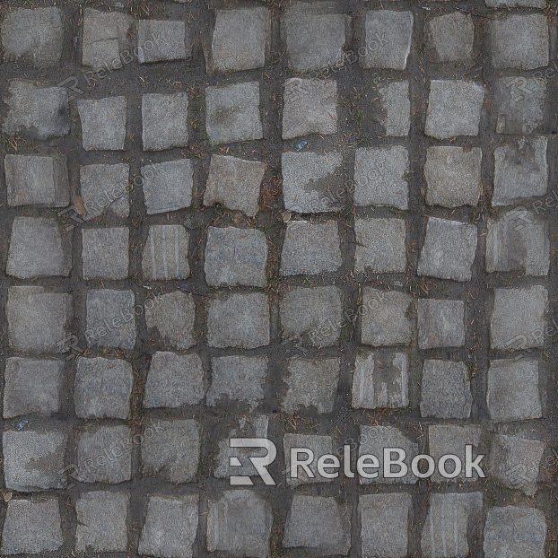 Close-up of stone paving, featuring a textured surface with irregular, interlocking pieces of gray stone, creating a rustic and durable walkway or patio surface.