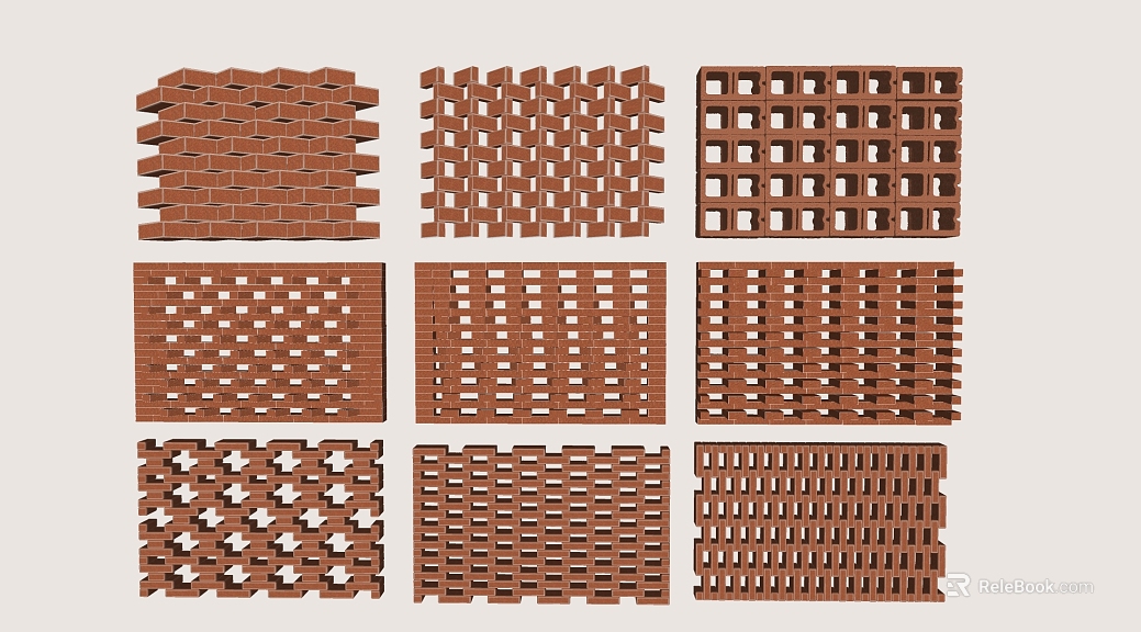 Red hollow brick wall building facade texture
