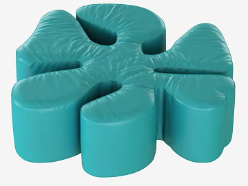 Cyan Blue Leather Petal Casual Sitting Stool texture (ID:ffaeh003936)