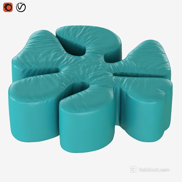 Cyan Blue Leather Petal Casual Sitting Stool texture