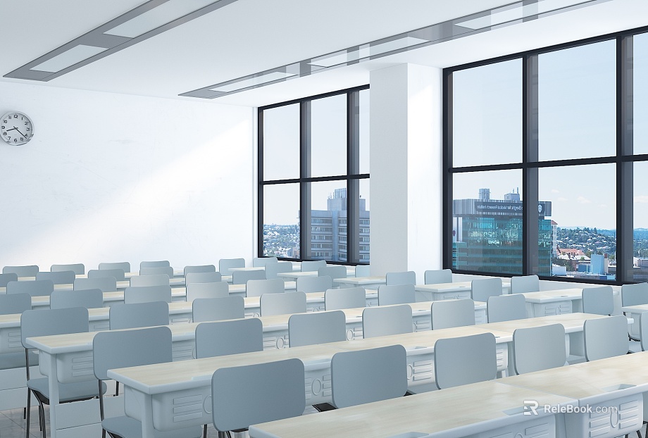 Modern minimalist classroom scene texture