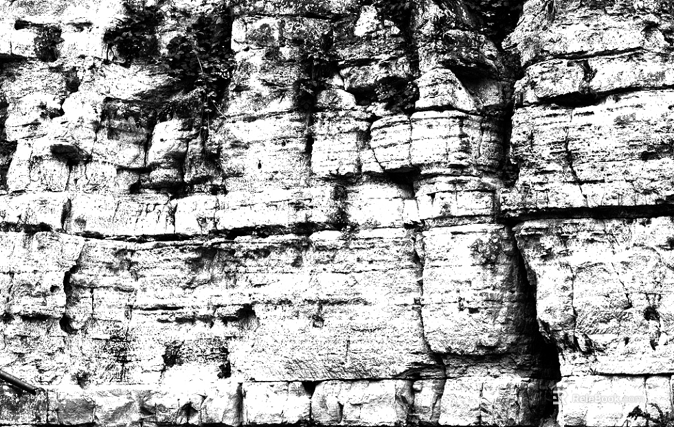 Black and white rock outdoor wall texture