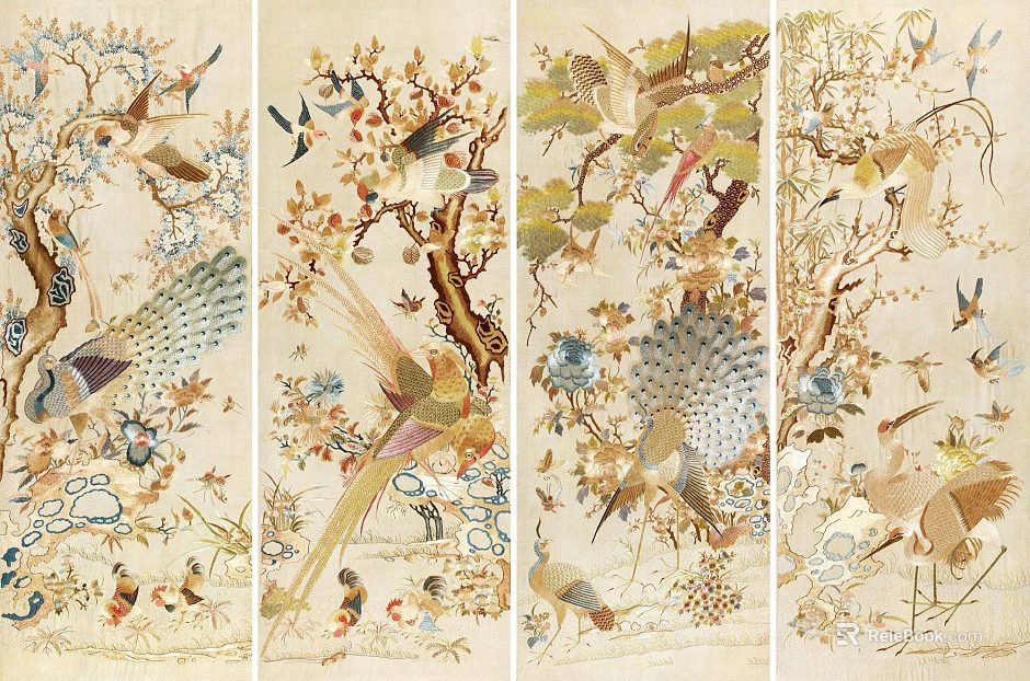 Chinese flower and bird painting texture