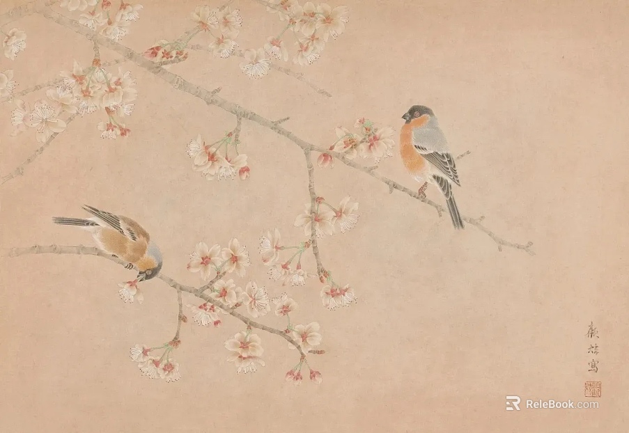 Chinese flower and bird painting texture