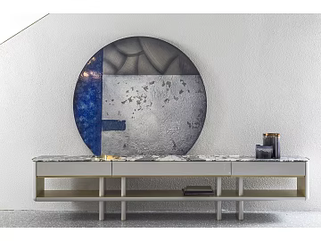 Modern blue gray abstract decorative painting living room background 3d model
