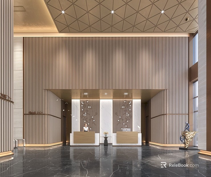 Light Luxury Dark Grey Marble Lobby Floor texture