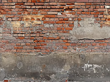 Retro weatherized red brick building exterior wall brick texture (ID:ffaeh968229)