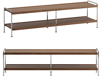 Modern Double-layer Storage Rack in Walnut texture (ID:ffaeh298251)