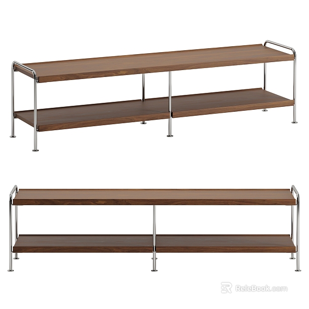 Modern Double-layer Storage Rack in Walnut texture
