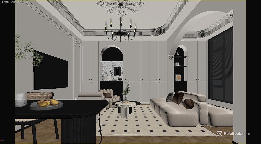 French Light Grey Wall Panel Living Room Space texture