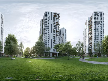 Clean atmosphere community green space panorama texture (ID:ffach419938)