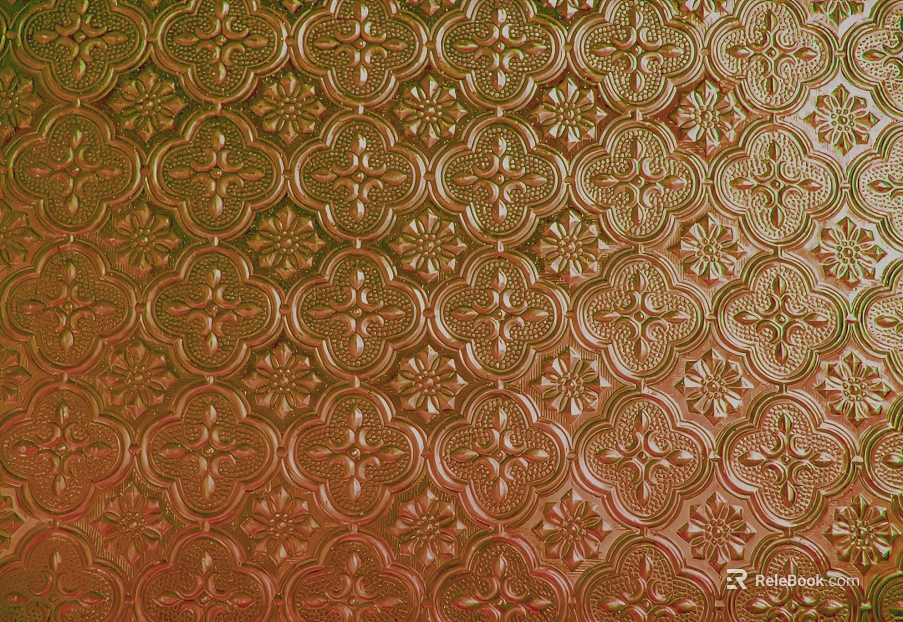 Metal plate with gold-red copper pattern for wall decoration texture