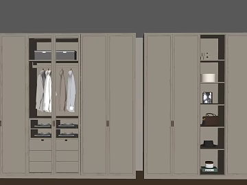 Light Grey Modern Custom Wardrobe Bedroom Storage Cabinet texture (ID:ffaeh185086)