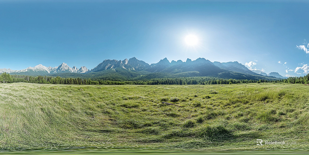 Blue Sky White Clouds Lawn Hillside HDR texture