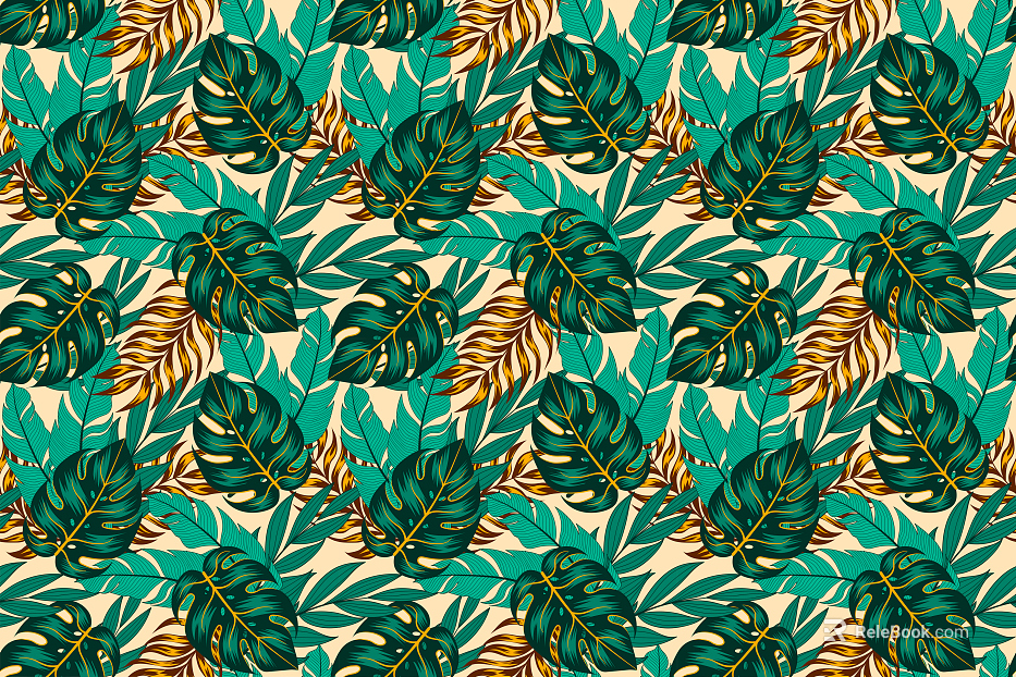 Even grain European palm plantain plant branches and leaves background texture
