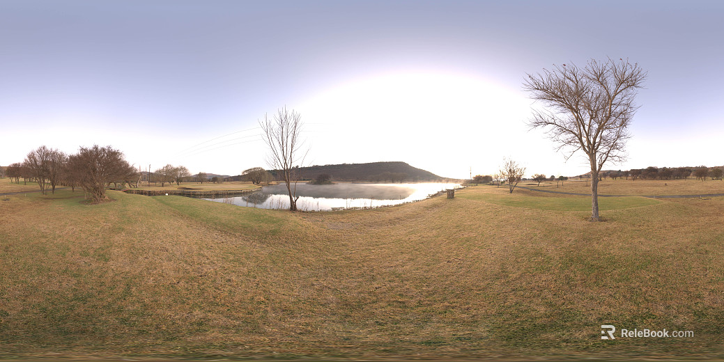 Outdoor Lakeside Lawn Far Mountain Daytime HDR texture
