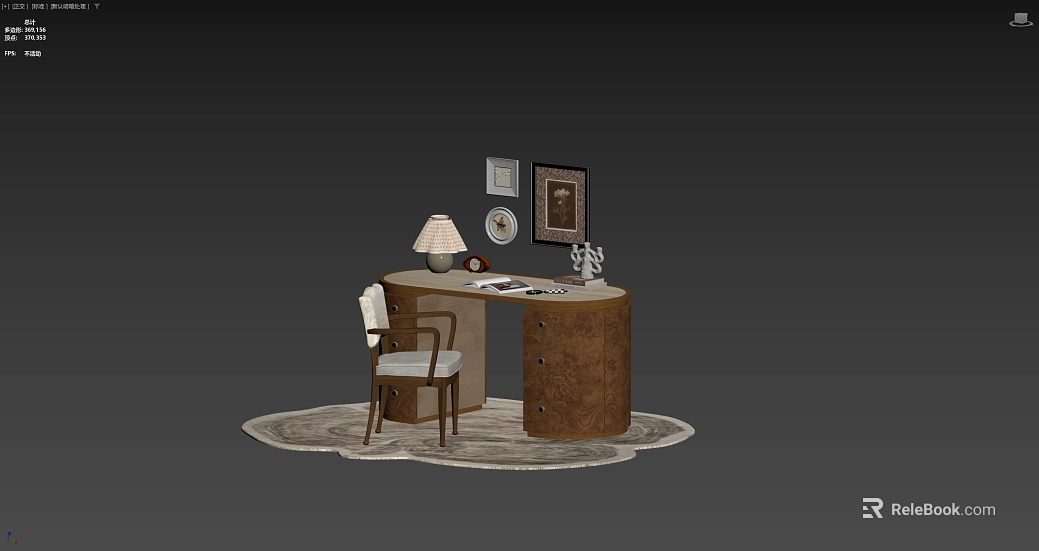 Retro style brown solid wood study desk combination texture