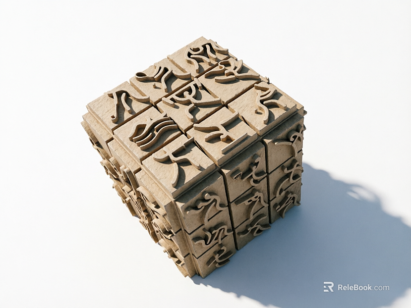 Beige wood carved decorative elements texture